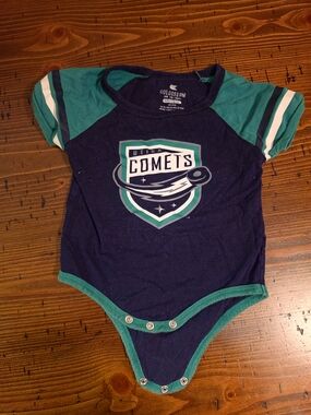 Baby Navy & Teal Utica Comets Bodysuit Size 6 To 12 Months